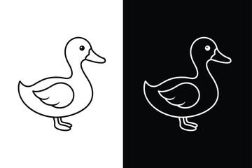 Simple duck icon design template vector ,Duck Icon on Black and White Vector Background.