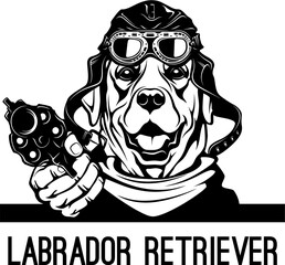 Bad Labrador Retriever with gun - Bad Dog - Dog gangster