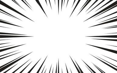 Manga comic effect banner with speed rays in retro style. black action line speed effect. cartoon stripes for decoration.