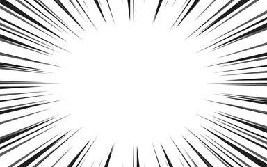 Manga comic effect banner with speed rays in retro style. black action line speed effect. cartoon stripes for decoration.