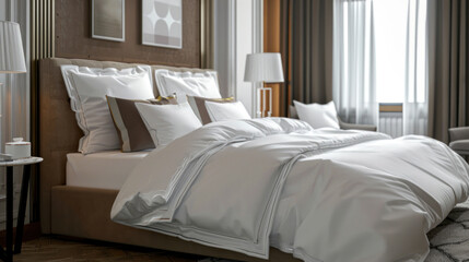 A visual of a bedding set collection specifically for boutique hotels, combining style, durability, and elegance.