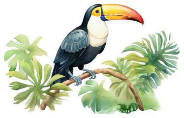 Obraz premium PNG Toucan in jungle border outdoors animal nature.