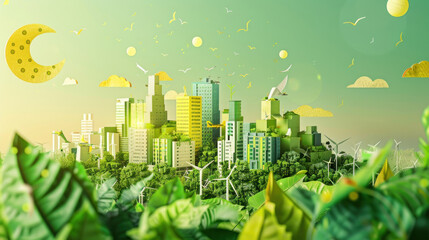 A visual of a brand's sustainable initiatives, showcasing efforts to reduce its carbon footprint and promote social responsibility.