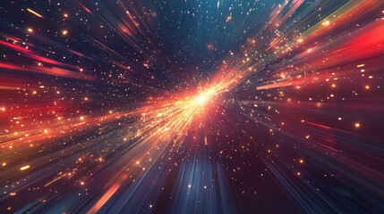 Fototapeta premium Abstract background with glowing lines and particles.