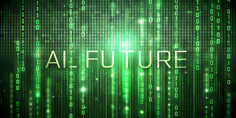 Fototapeta premium Digital code matrix background in green hues like cascading code, text 