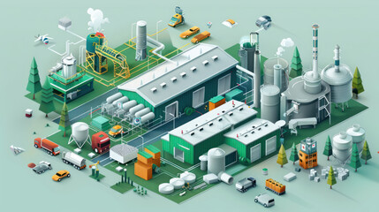 Fototapeta premium A visual of a circular supply chain model, showcasing how businesses can integrate sustainability and recycling into every step of production.