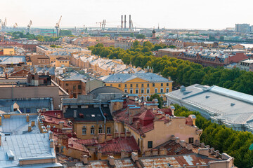Panoramic view of the city and the beautiful roofs of the city on a sunny day from The colonnade of...