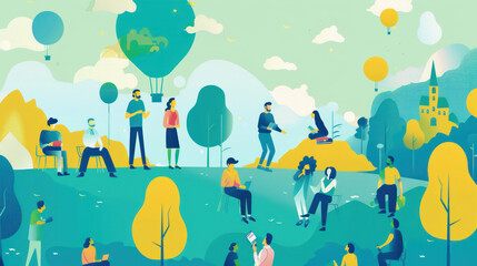 Obraz premium A visual of a personal branding strategy for nonprofit leaders, focusing on storytelling, transparency, and community building.