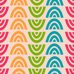Rainbow seamless repeat pattern on cream background
