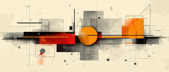 Overlapping Geometric Building Shapes in Minimalist Style