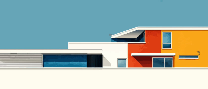 Minimalist Abstract Geometric Building with Negative Space
