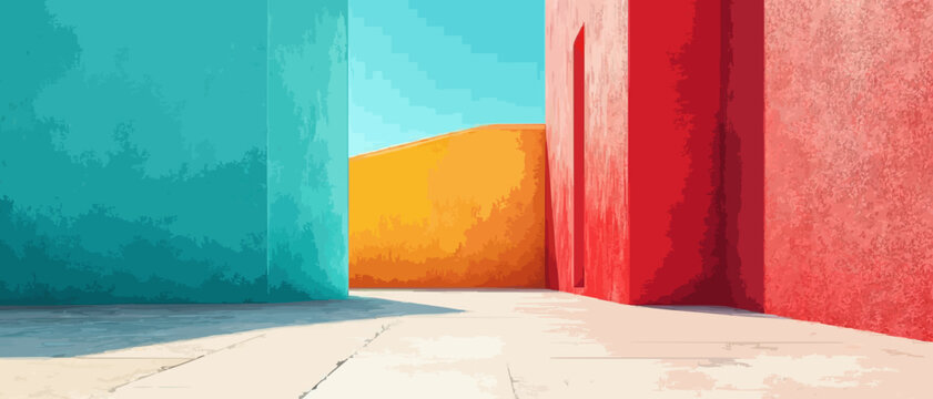 Minimalist Abstract Geometric Building with Negative Space