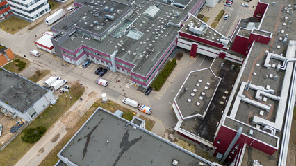 Aerial View of Modern Hospital Buildings