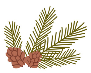 Fir tree branches tied with string. Decorative evergreen conifer pine twigs. Green natural living spruce decoration.