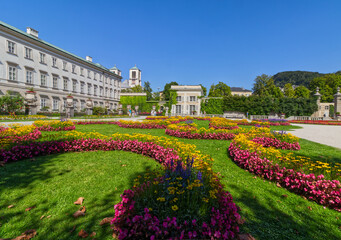 Fototapeta premium Gorgeous and colorful baroque gardens, Salzburg, Austria