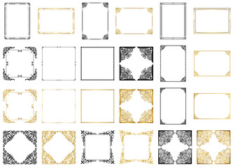 オーナメントフレーム、エレガント、ビンテージ、モダン、フローラル、幾何学、デコレーションのセット11
