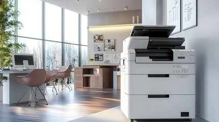modern office multifunction printer hyper realistic