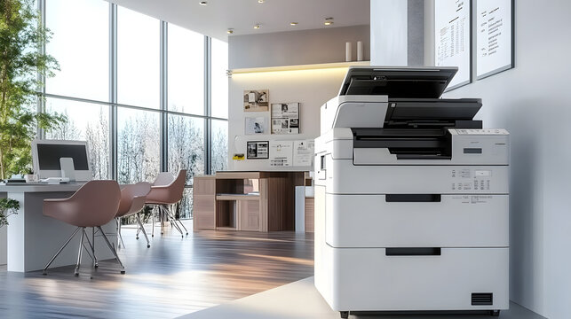 modern office multifunction printer hyper realistic