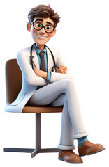 PNG Sitting cartoon doctor adult.