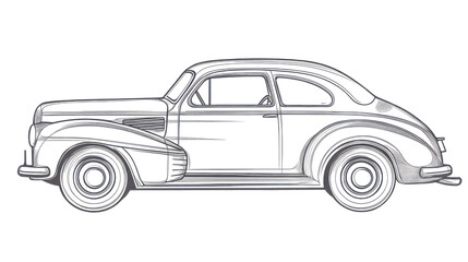Obraz premium Classic american car profile drawing showing 1940s style