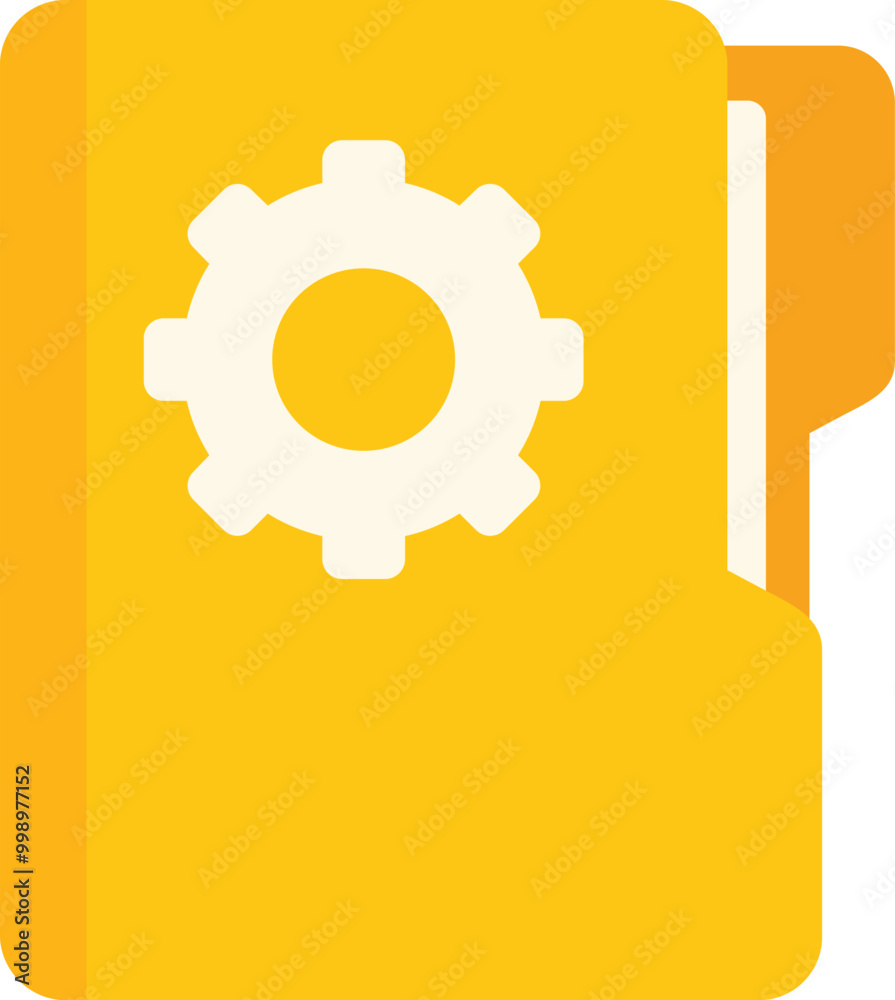 Poster yellow folder icon with a cogwheel representing project management and task organization