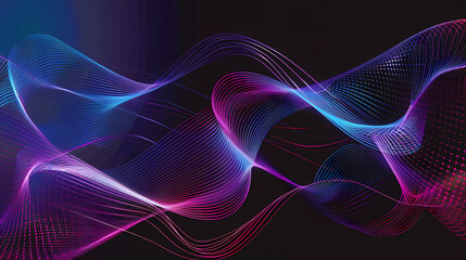 wave pattern made up of fine, colorful lines against a black background