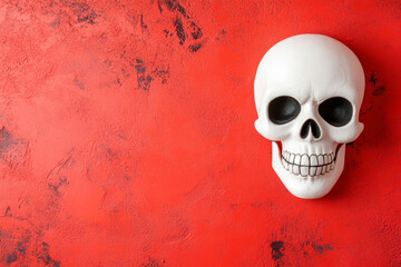 Halloween Skull on Bright Orange Backdrop with Copyspace