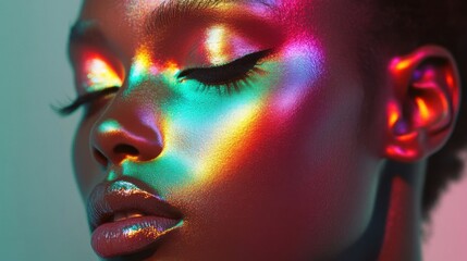 Exploring the Intersection of Beauty and Light in Colorful Makeup Portraits
