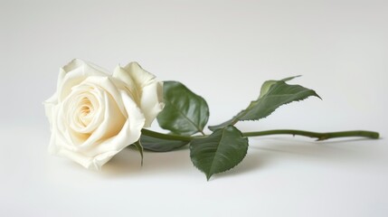 White Rose on a White Background - Delicate Beauty and Elegance