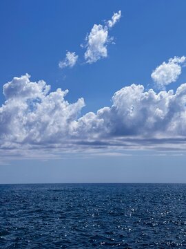 Blue shiny sea and amazing sky cloud