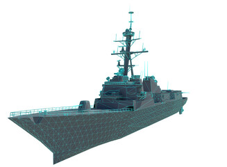 3D Wireframe US Navy Aegis Destroyer