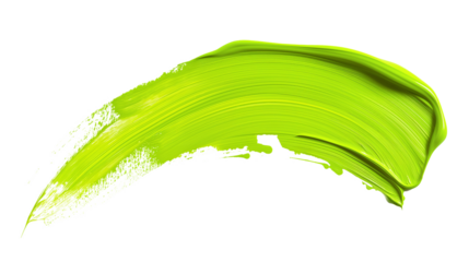 Green stroke of paint isolated on transparent and white background, cut out png