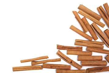Cinnamon sticks isolated on white background, top view