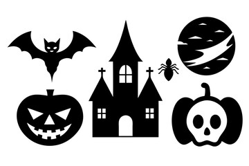 Set of icons related to halloween.icon collection. Editable stroke. Vector illustration