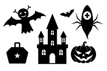 Set of icons related to halloween.icon collection. Editable stroke. Vector illustration