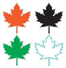 maple leaves icon collection isolated on transparent background. vector illustration