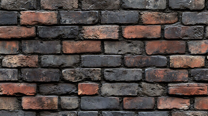 Obraz premium A wall made of red and black bricks.