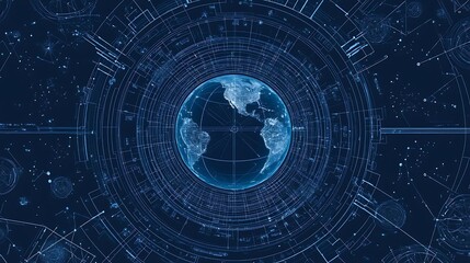 Obraz premium Global Network Connection Abstract Digital World
