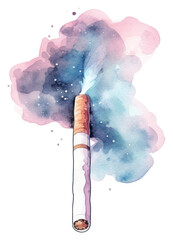 PNG Cigarette in Watercolor style smoke white background dynamite.