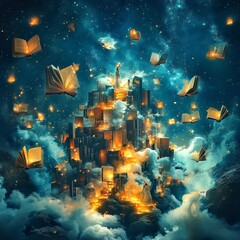 Enchanted Literary Dreams: Whimsical Lucid Dream Photography of Floating Books and Glowing Pages