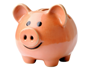 A cheerful piggy bank in a classic design, perfect for saving coins and teaching kids about money management.