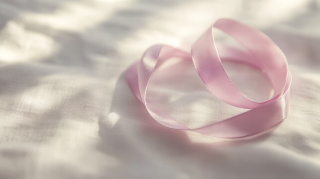 Soft Pink Ribbon on Fabric