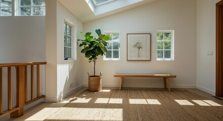 Fototapeta premium Indoor plant in bright home decor setting with natural light and aesthetic design