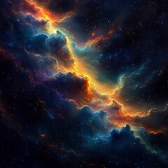 Fototapeta premium Ethereal Dark Energy Clouds: Serene and Mysterious Void with Iridescent Colors