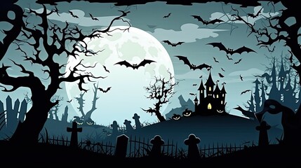 Haunting Castle Night Scene Silhouette