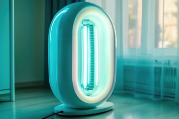 Futuristic neon lamp in modern interior setting