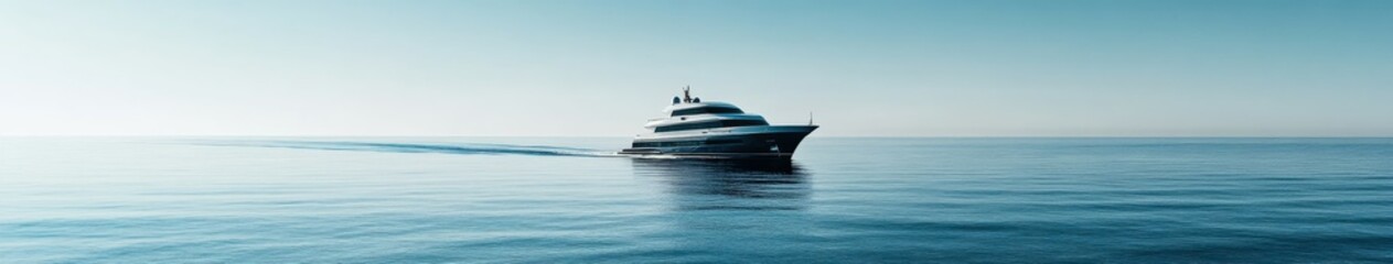 Fototapeta premium Luxurious yacht cruising through calm waters at sunset