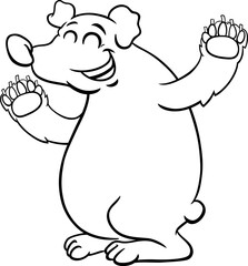 happy cartoon bear wild animal character coloring page