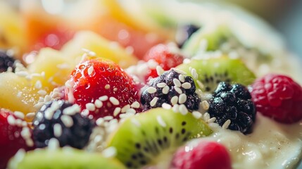 Colorful Smoothie Bowl Bursting with Fresh Fruits - Healthy and Refreshing Nutrition