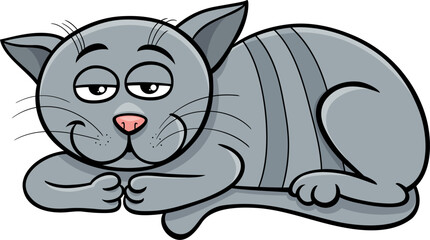 sleepy cartoon cat or kitten comic animal character